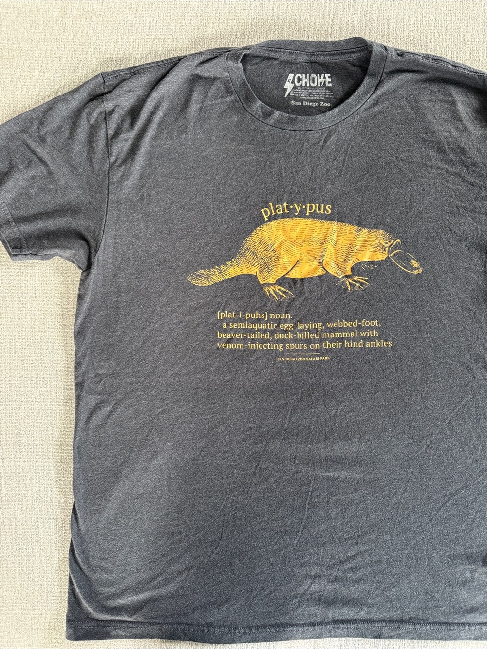 4Chone San Diego Zoo Platypus Graphic Tee in Charcoal
